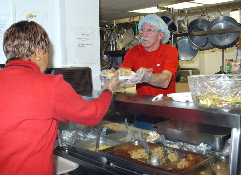 Kitchen volunteering.